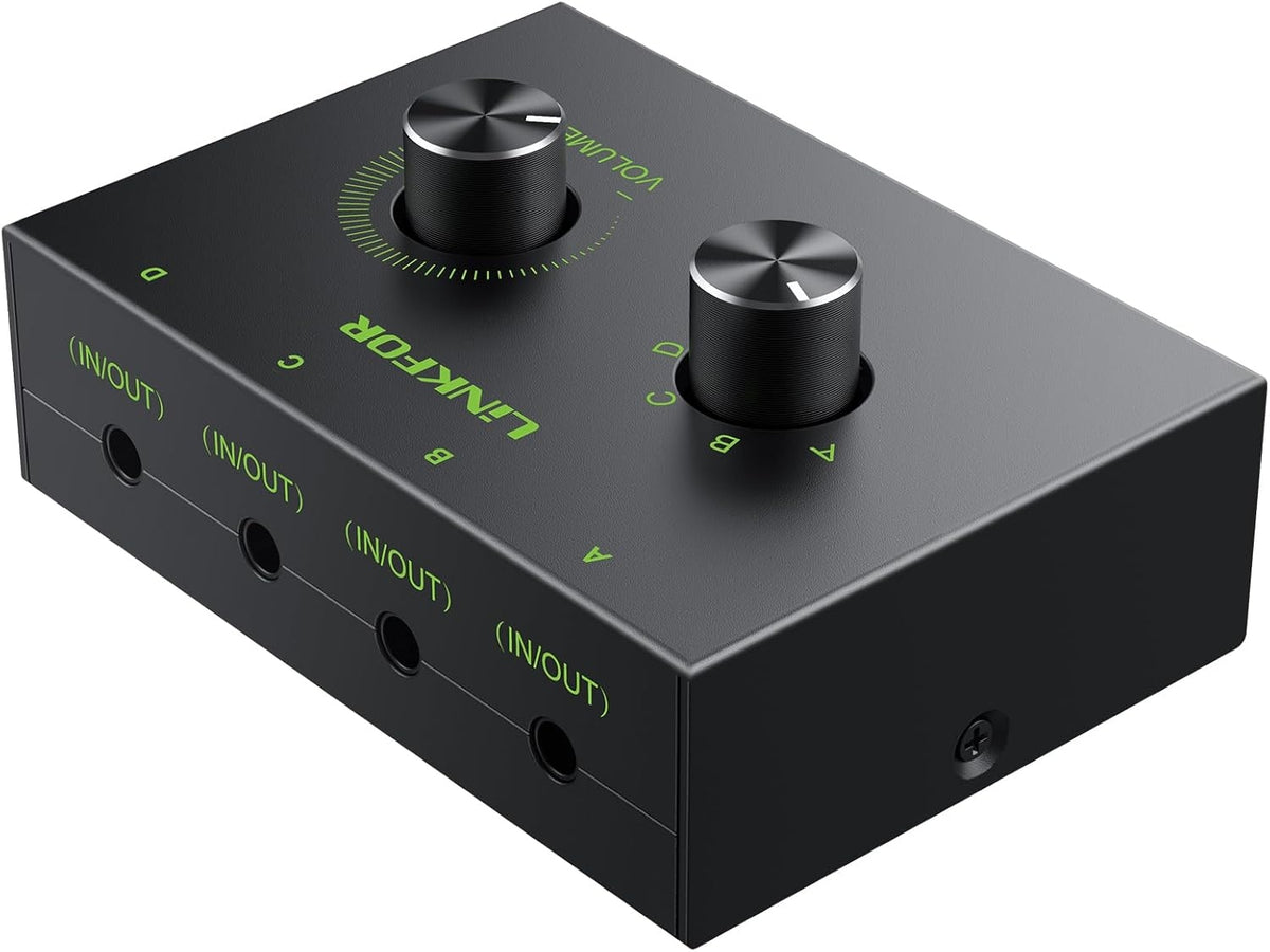 NÖRDIC 3,5 mm Stereo Switch 4-port med volumenkontrol