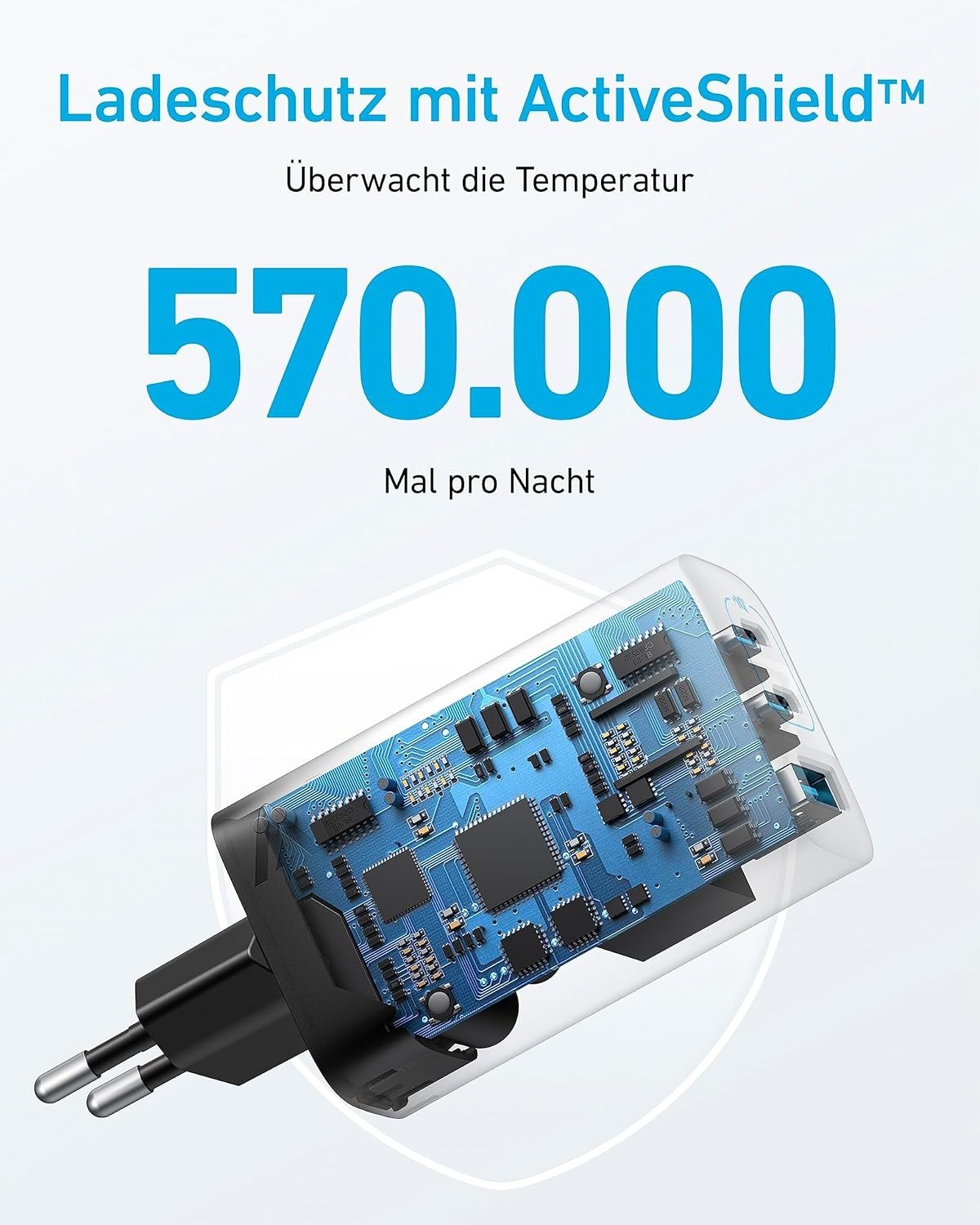 Anker USB-C Oplader 67W, Strømforsyning med PIQ 3.0, 3-port Hurtigoplader Anker 336