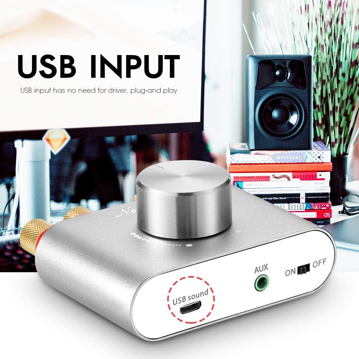 Bluetooth 5.0 stereoforstærker digital audio-forstærker 2x50W AUX / USB / BT sølv