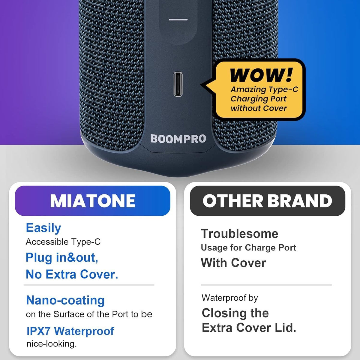 Bluetooth-højttaler 36W bærbar højttaler med stereolydbase, Bluetooth 5.3 trådløs IP7x vandtæt højttaler Blå