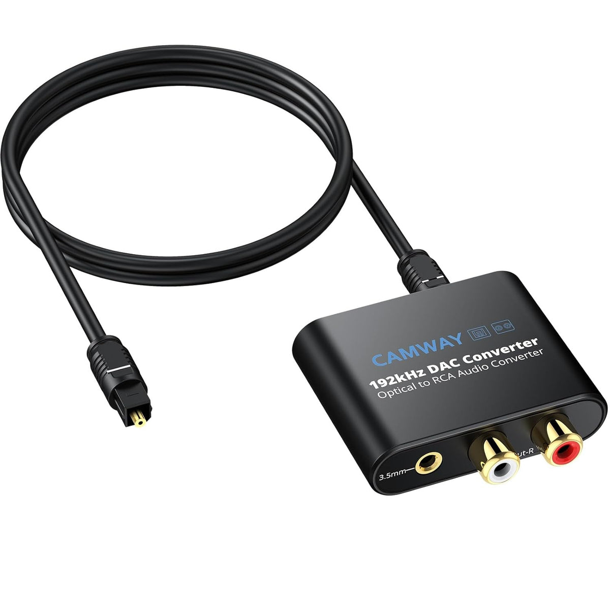 Digital til analog lydomformer, 192kHz optisk til RCA, optisk til 3,5 mm DAC, SPDIF/Toslink