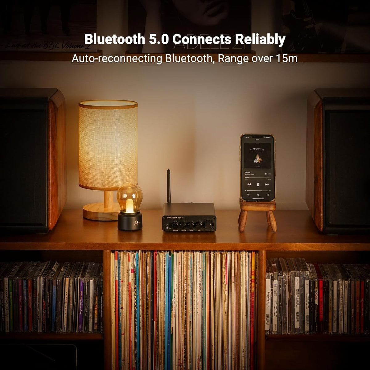 Fosi Audio Hi-Fi Bluetooth 5.0 Stereo Audio Receiver Forstærker 2.1 Channel Class D Integreret Amp 2X165W
