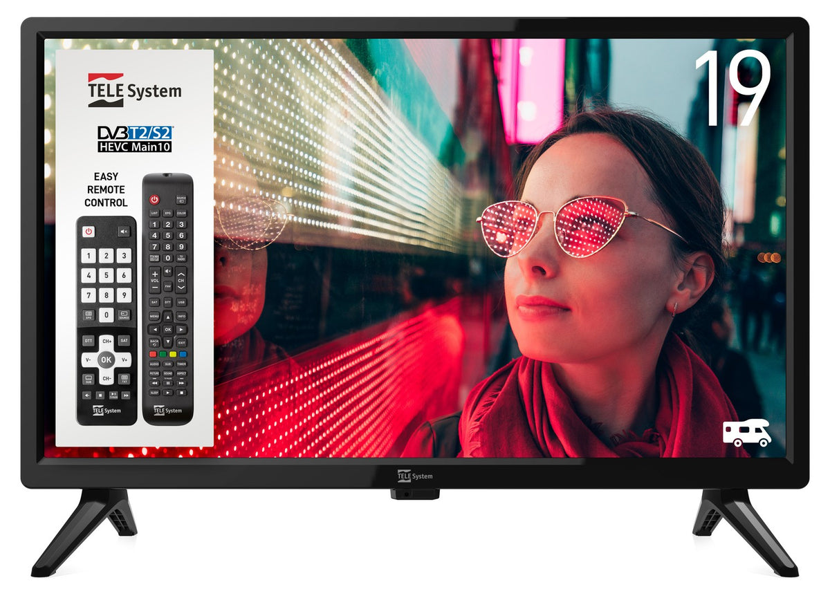 Full HD TV 19 tommer 12V DC 100-240V til båd, campingvogn, autocamper DVB-T2 DVB-S2 VESA 75x75 PALCO 19LS13