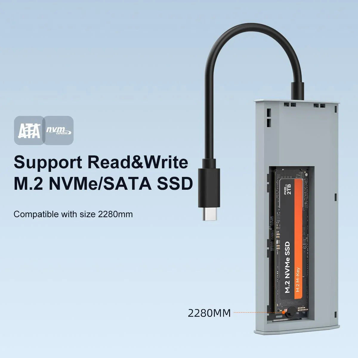 Maiwo KH1001 1 til 6 dockingstation 1xNVMe/SATA 1xHDMI 4K60Hz, 2xUSB-A 1xUSB-C 5Gbps 1xUSB-C PD100W