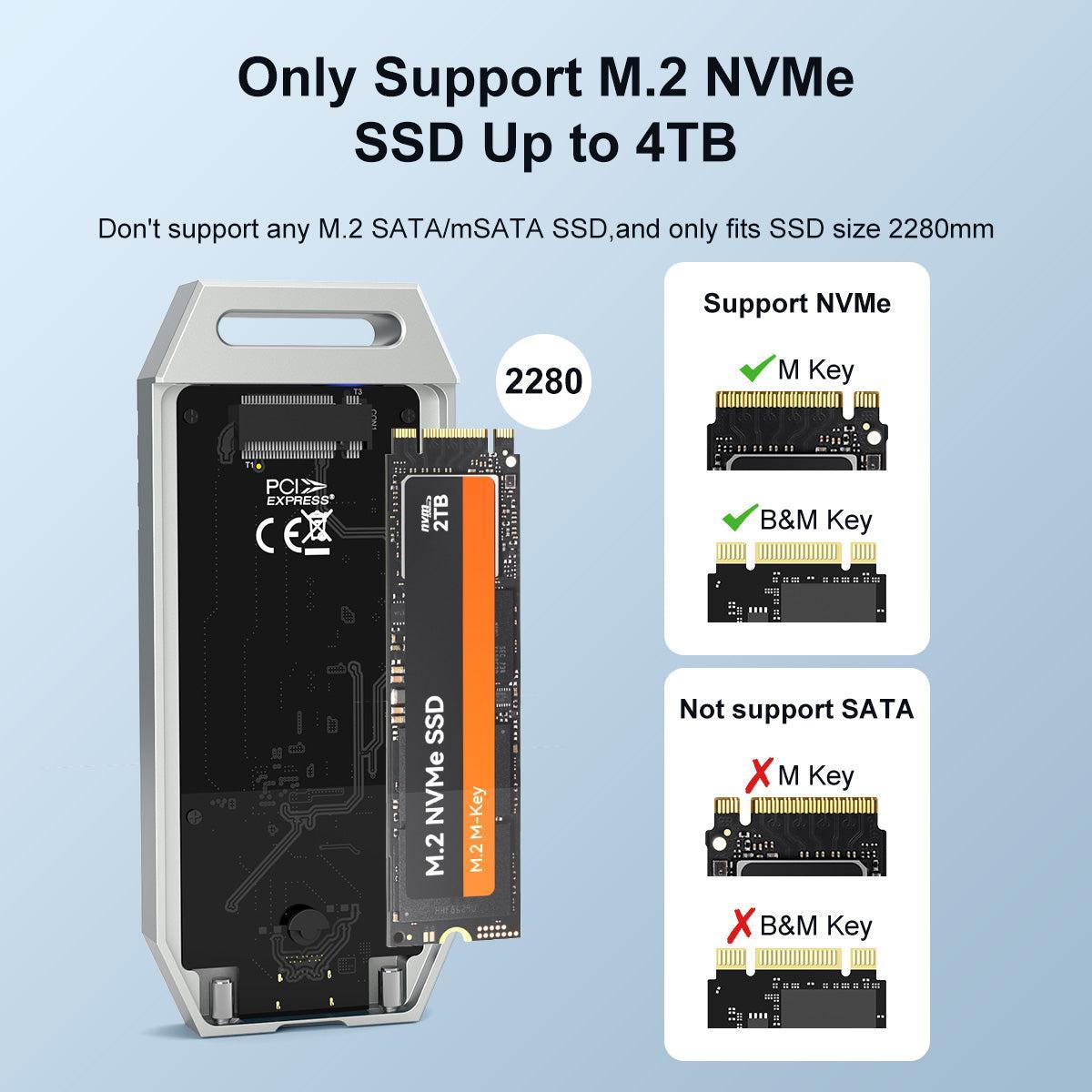 Maiwo K1695 USB4.0 NVMe eksternt kabinet 8TB M og B&M nøgle 2280
