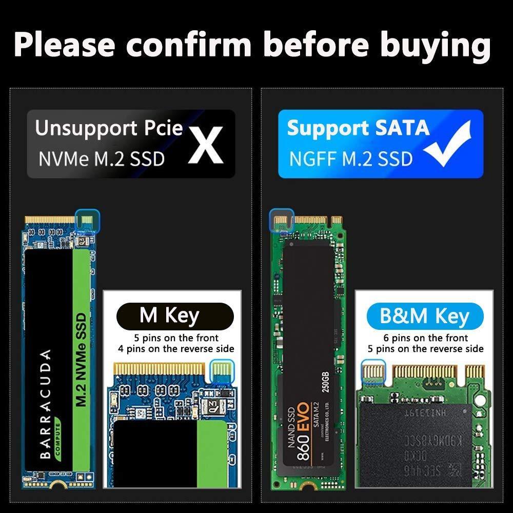 Maiwo K1683L Eksternt kabinet M.2 SATA SSD til USB og USB A B C 5Gbps-Key og Key B & M UASP 2280 2260 2242 2230 Aluminimum