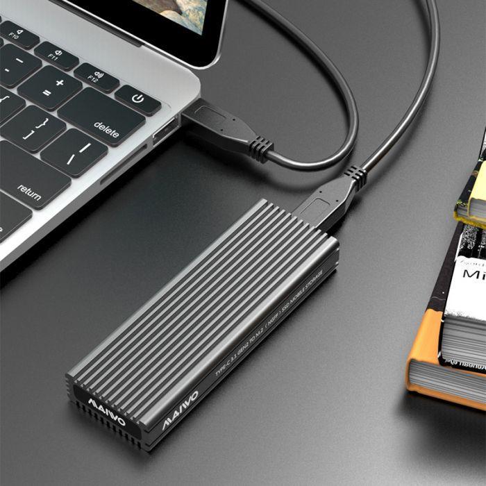 Maiwo K1687S Aluminium M.2 SATA SSD til USB C GEN2 10Gbps kabinetter ekstern storage B-tasten og B & M Key Support UASP, TRIM og 6Gbps SATAII