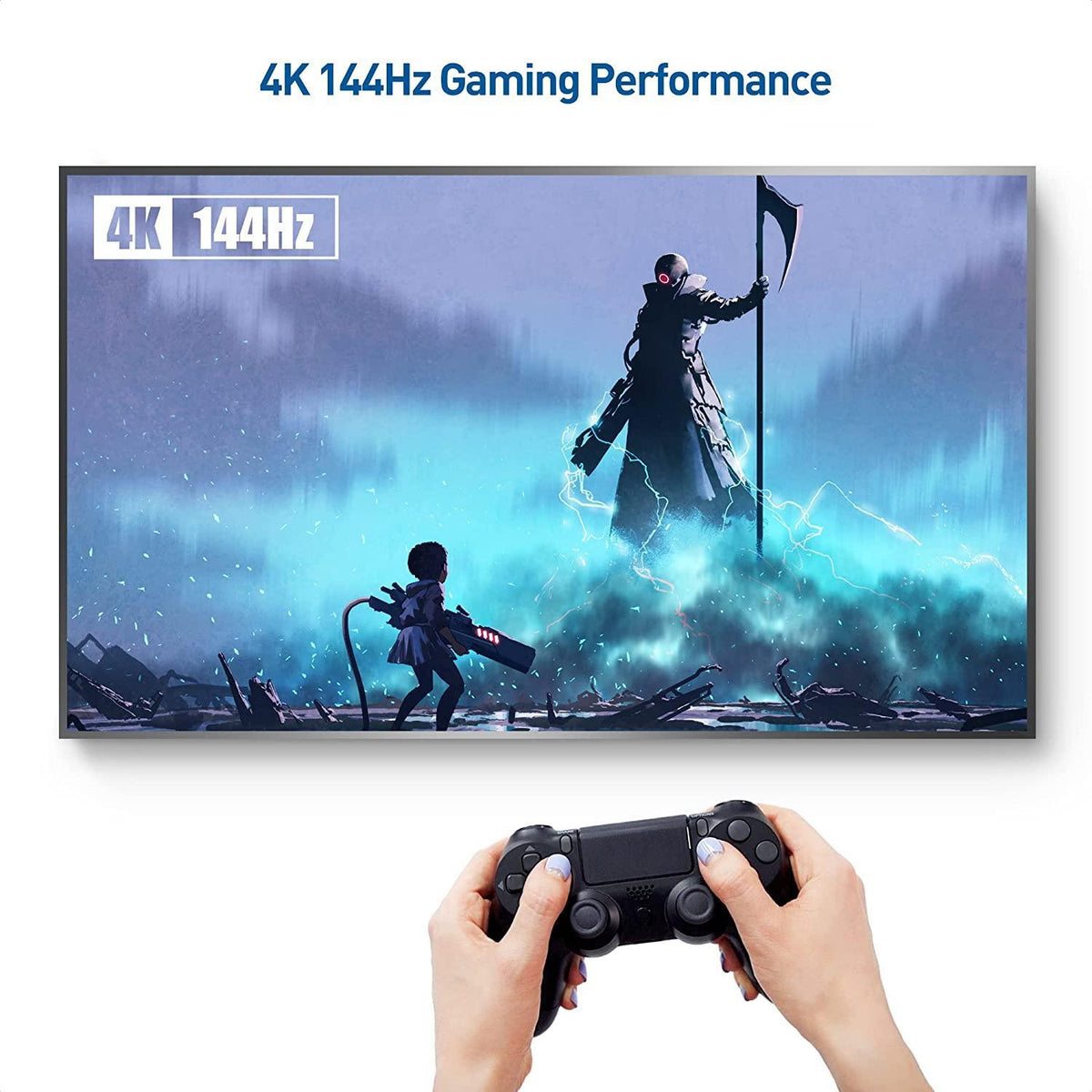 NORDIC CERTIFICEREDE KABLER 2m nylon flettet Displayportkabel 1,4 UHD 8K60Hz 4K144Hz HBR3 32,4Gbps 10-bit HDR