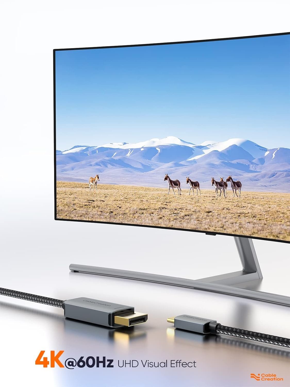 NÖRDIC 0,5 m USBC til DisplayPort kabel UHD 4K 60Hz DP 1.2 21,6Gbps HDCP Alt måde over USB C Aluminium kontakter Space Gray