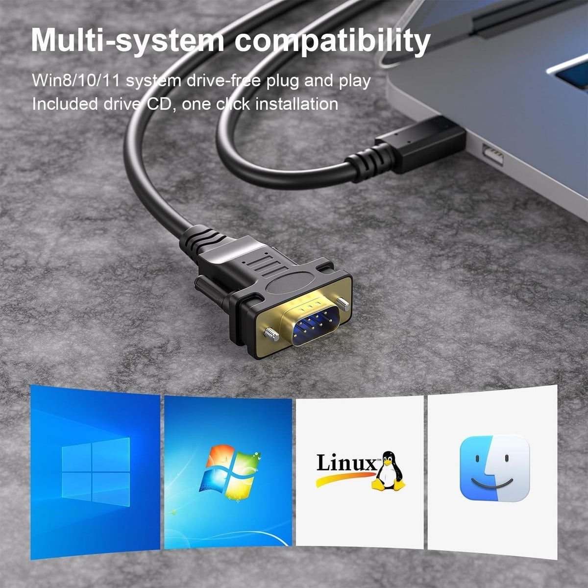 NÖRDIC USB-C til seriell DB9 RS232 1,8m