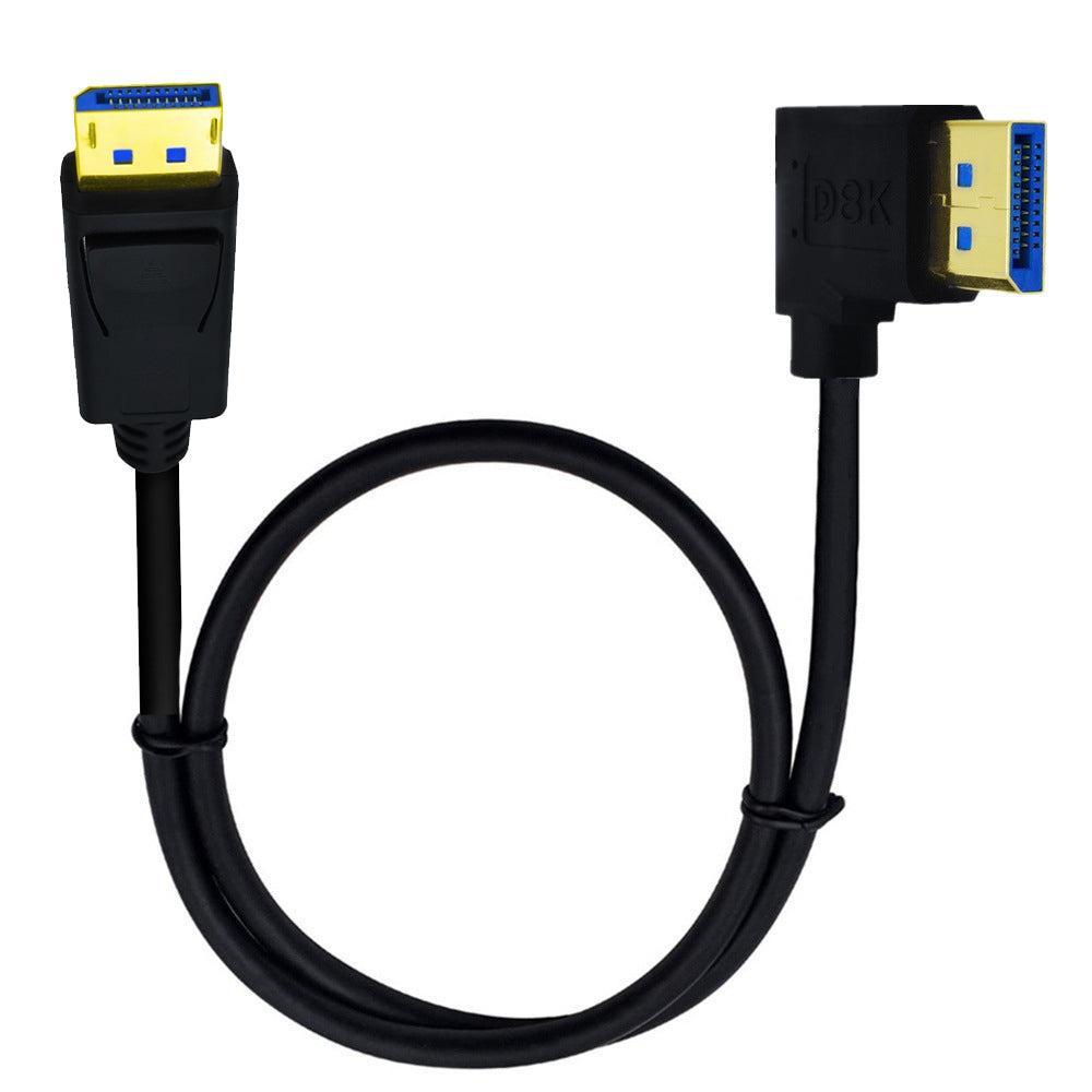 NÖRDIC 1m vinklet Displayport til Displayport kabel ver 1.4 UHD 8K i 60Hz 32.4Gbps 10-bit HDR dobbelt skærmet