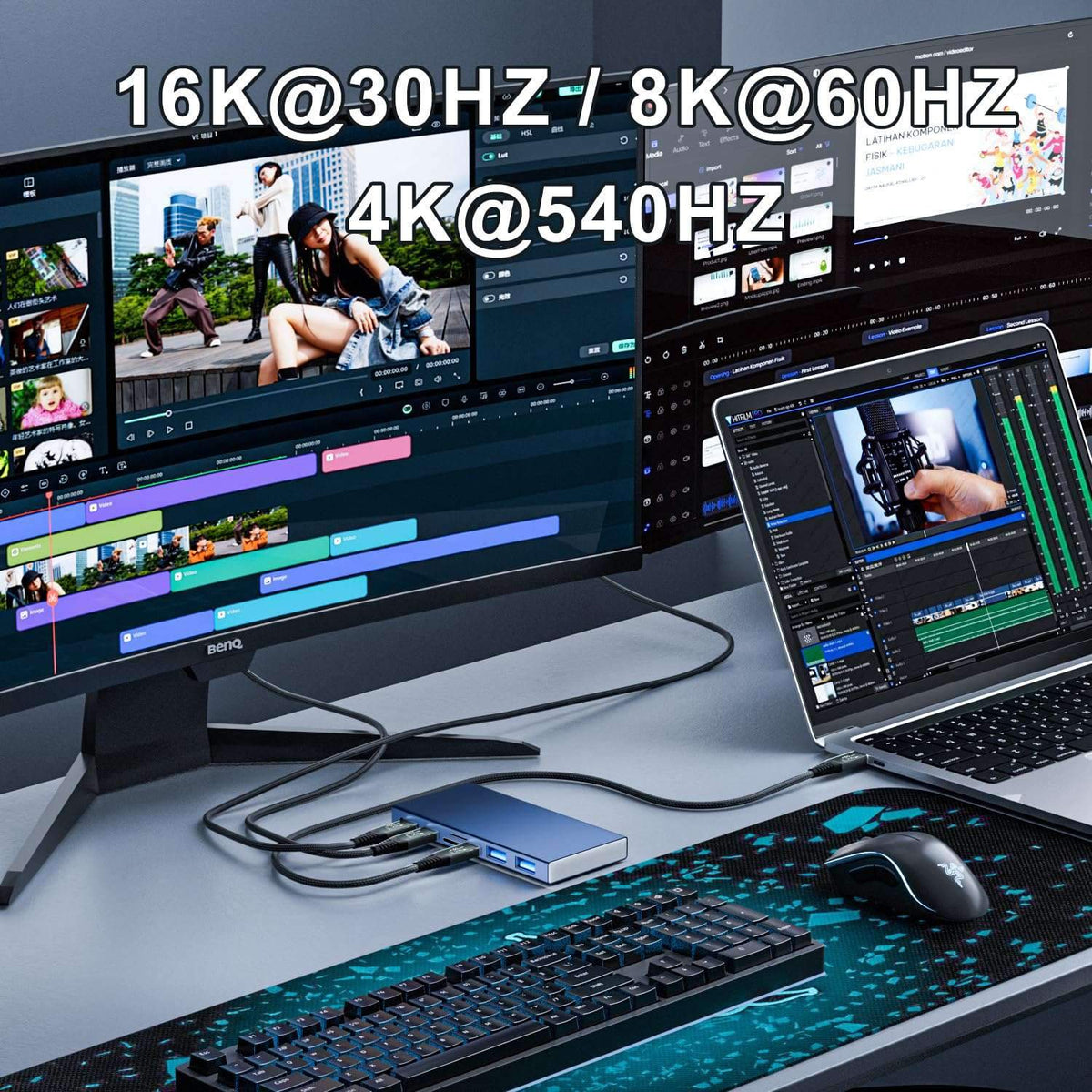 NÖRDIC 25cm Thunderbolt 5 kabel 80Gbps dataoverførsel 240W opladning 120Gbps båndbredde 16K60Hz 8K60Hz 4K540Hz