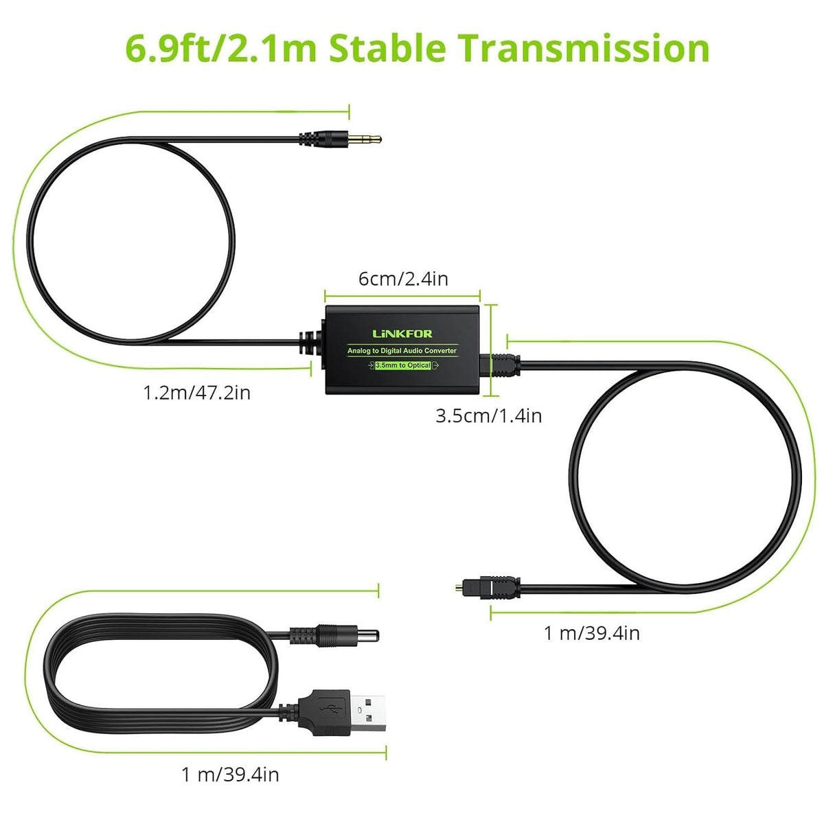 NÖRDIC 48kHz ADC analog til digital konverter 3,5 mm til SPDIF Toslink