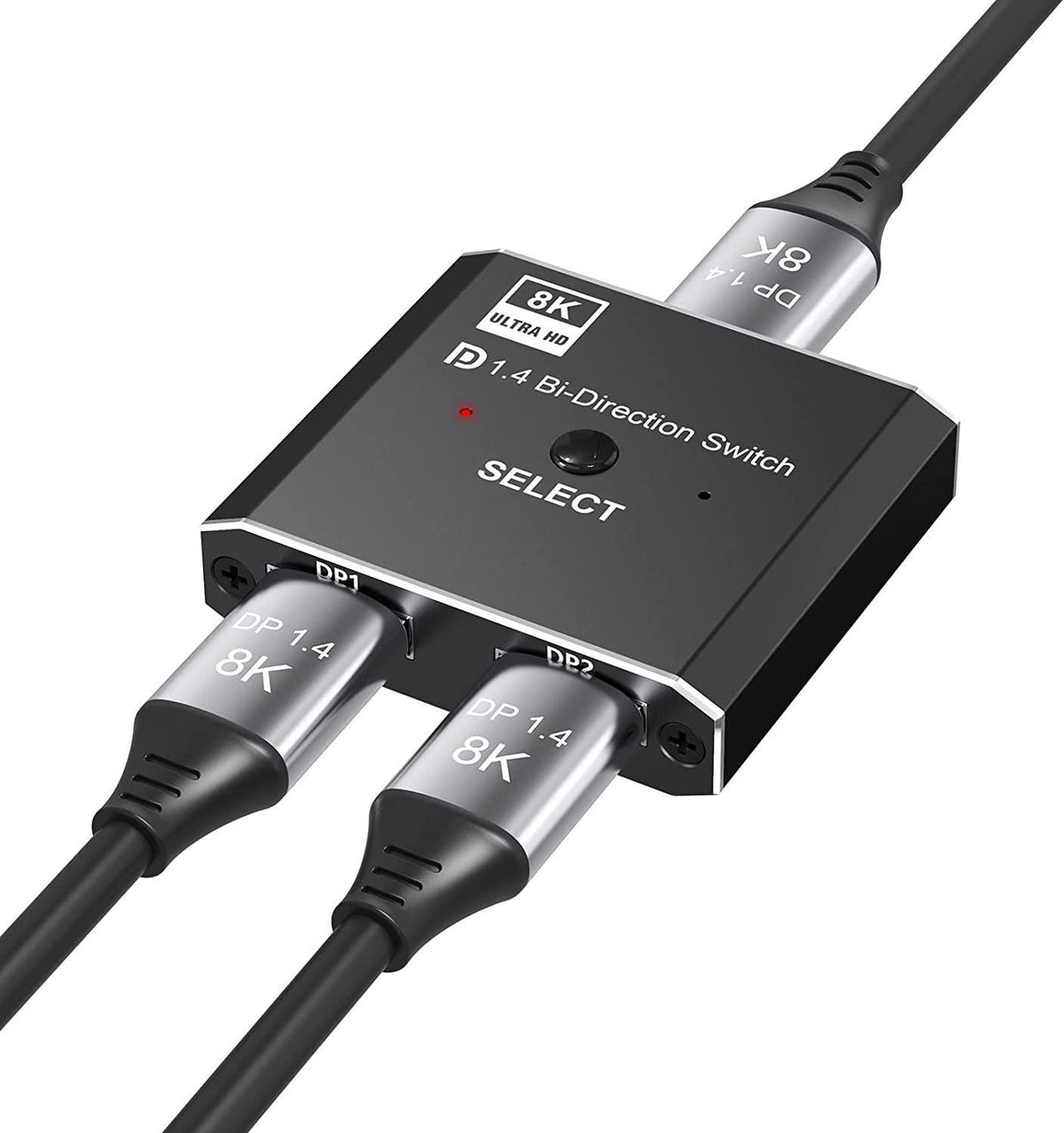 NÖRDIC 8K30Hz Displayport switch 2 til 1 og splitter 1 til 2, 4K120hz
