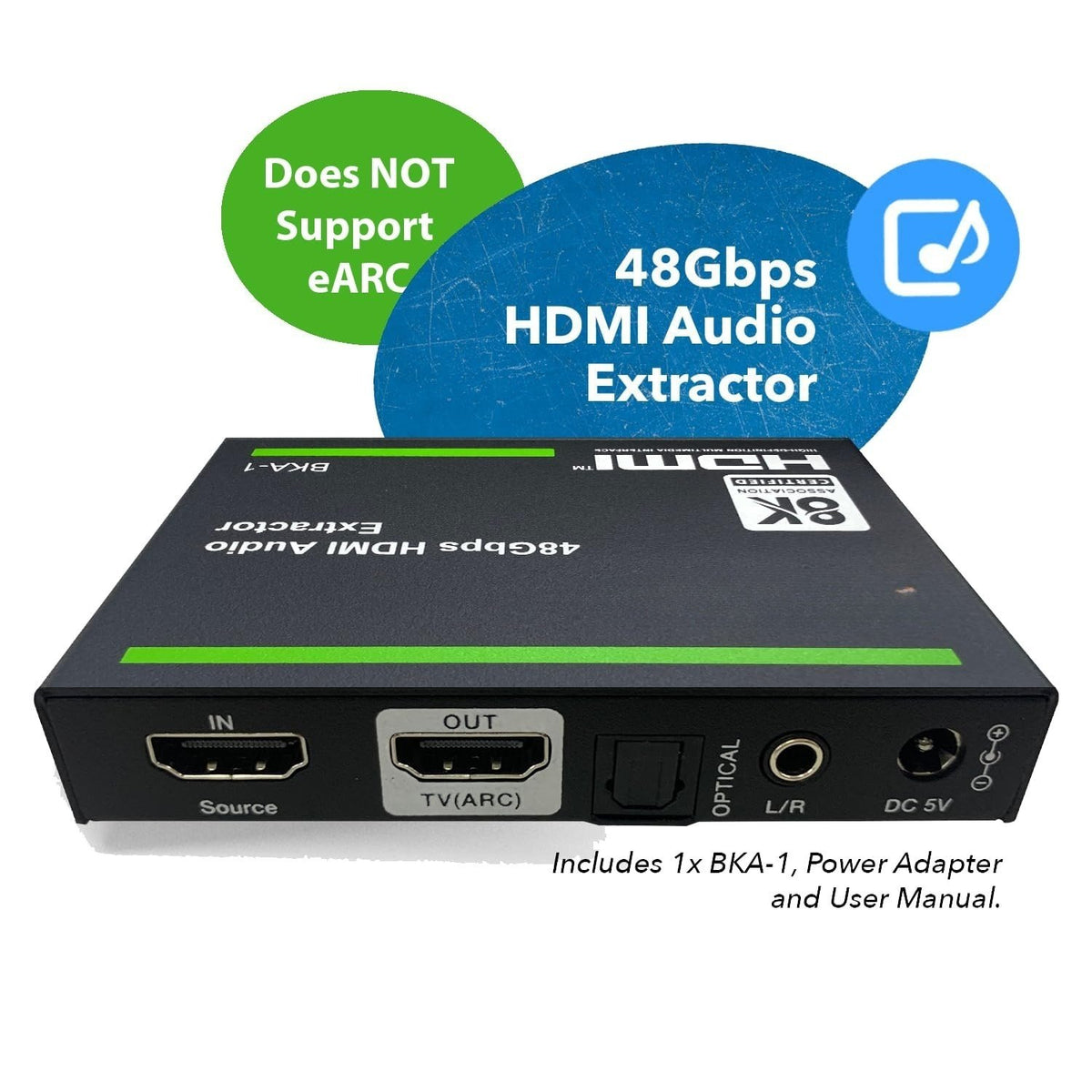 NÖRDIC 8K HDMI 2.1 ARC Extractor - SPDIF + 3,5 mm ekstraktion, HDMI CEC Dolby Digital/DTS, Atmos, Dolby Vision, HDR10+
