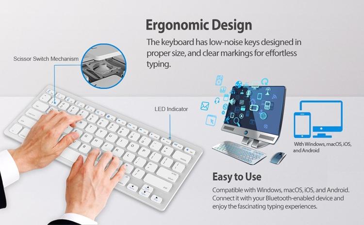 NÖRDIC Bluetooth Keyboard 78 taster amerikansk layout
