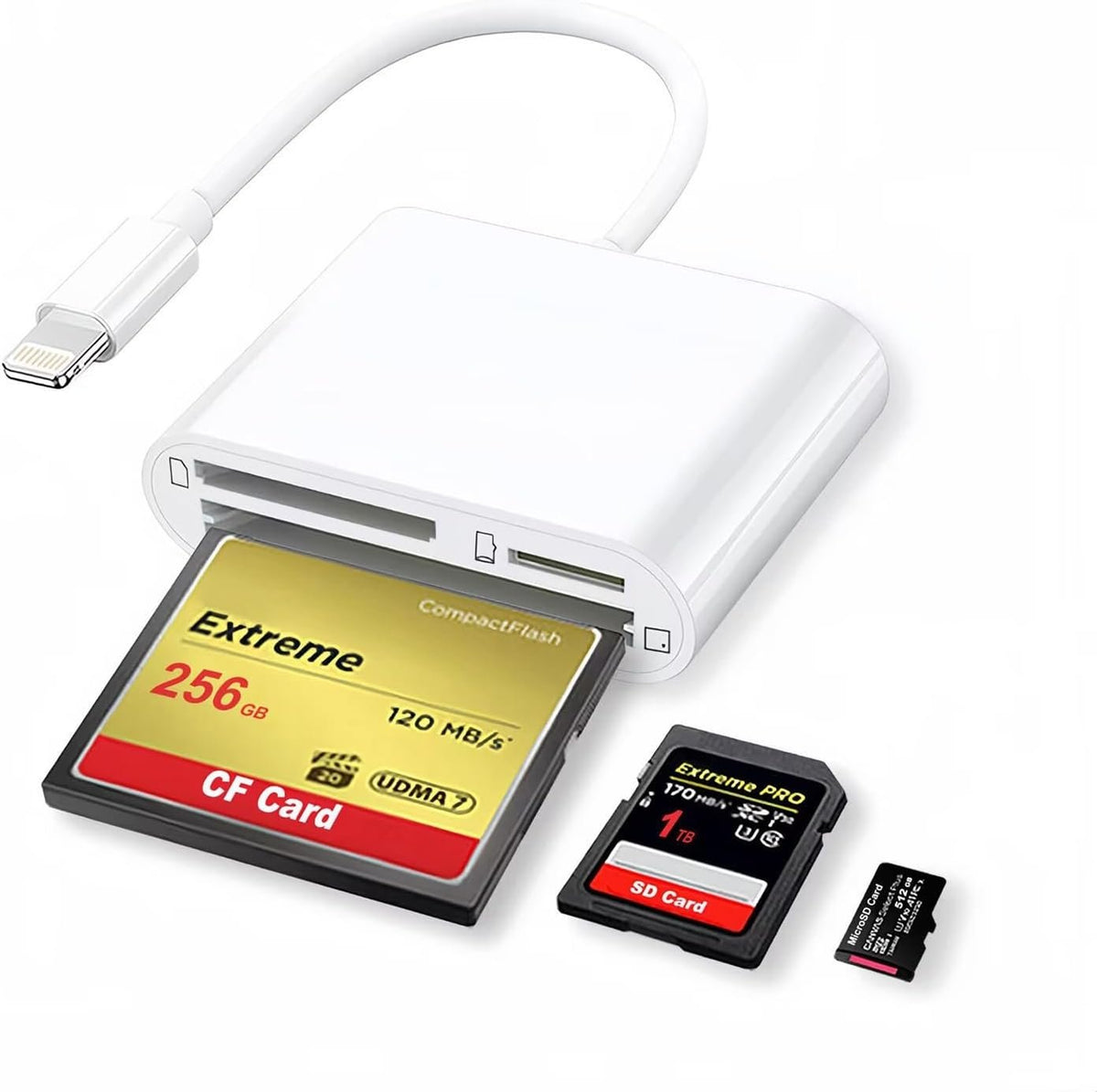 NÖRDIC Lightning-kortlæser 3-slot CF, SD, MicroSD UHS-I