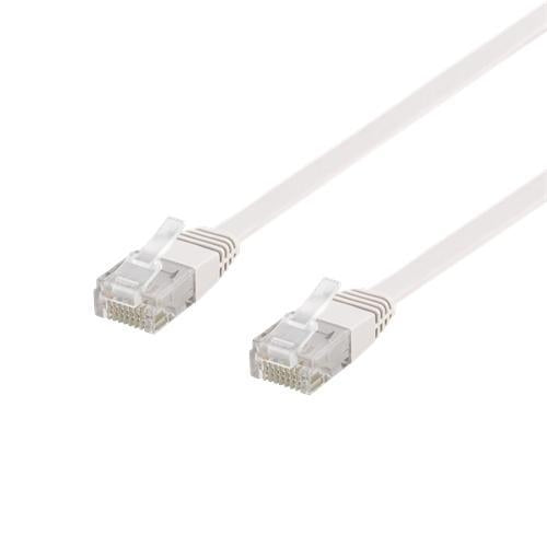 NÖRDIC Cat6 U/UTP fladt netværkskabel 7,5m 250MHz båndbredde og 10Gbps transmissionshastighed hvid