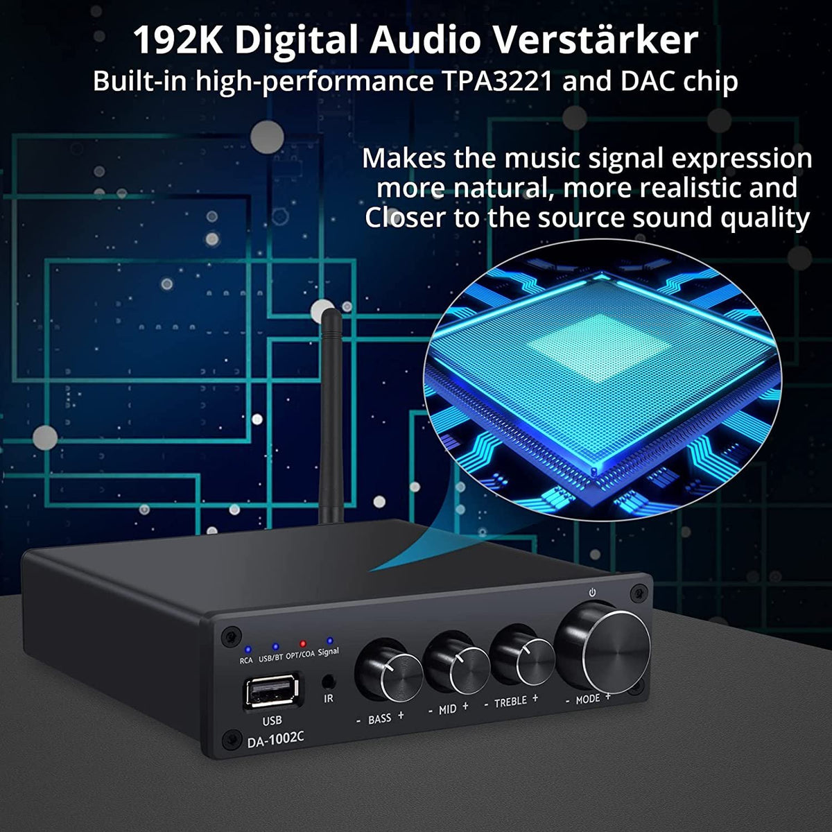NÖRDIC Bluetooth Hifi Class-D forstærker og digital til analog konverter DAC