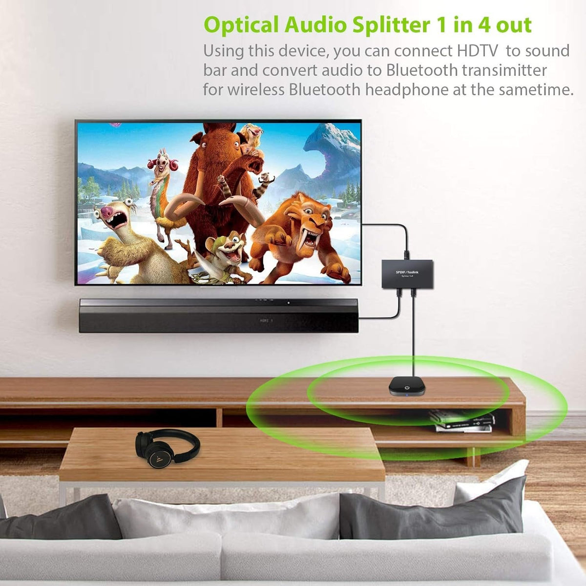 NÖRDIC Optisk S/PDIF Toslink 1 til 4 Splitter 192kHz