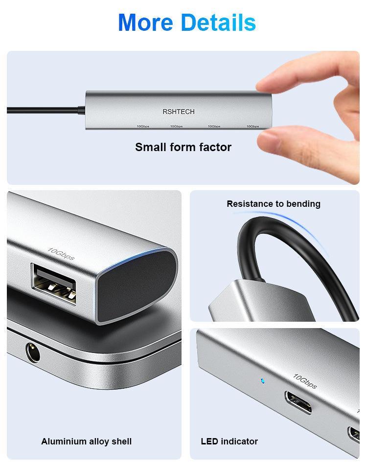 NÖRDIC Gen2 3.2 USB-C 4-ports Hub 10Gbps 20cm kabel 2xUSB-A 2xUSB-C