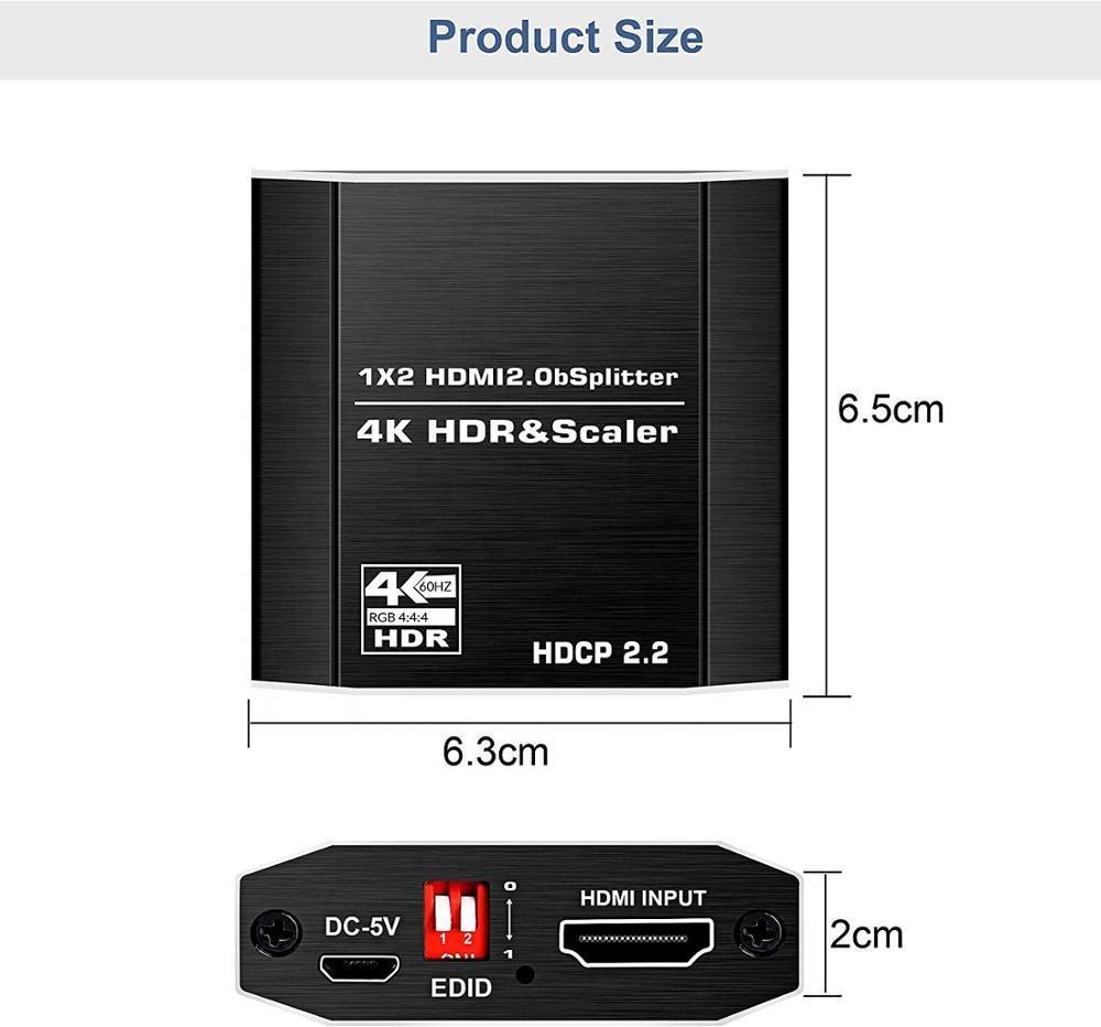 NÖRDIC HDMI Splitter 1-2 4K 60Hz HDCP2.2 18Gbps HDMI-kabler i billederne ikke inkluderet
