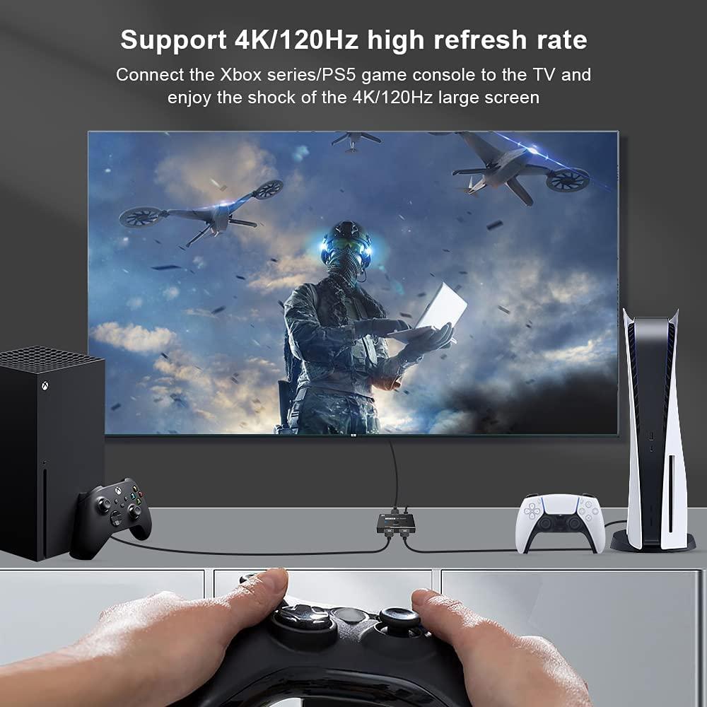 NÖRDIC HDMI 2.1 switch 2 til 1 8K60Hz 4K120Hz 48Gbps HDR HDCP2.3 Surround 7.1 CEC