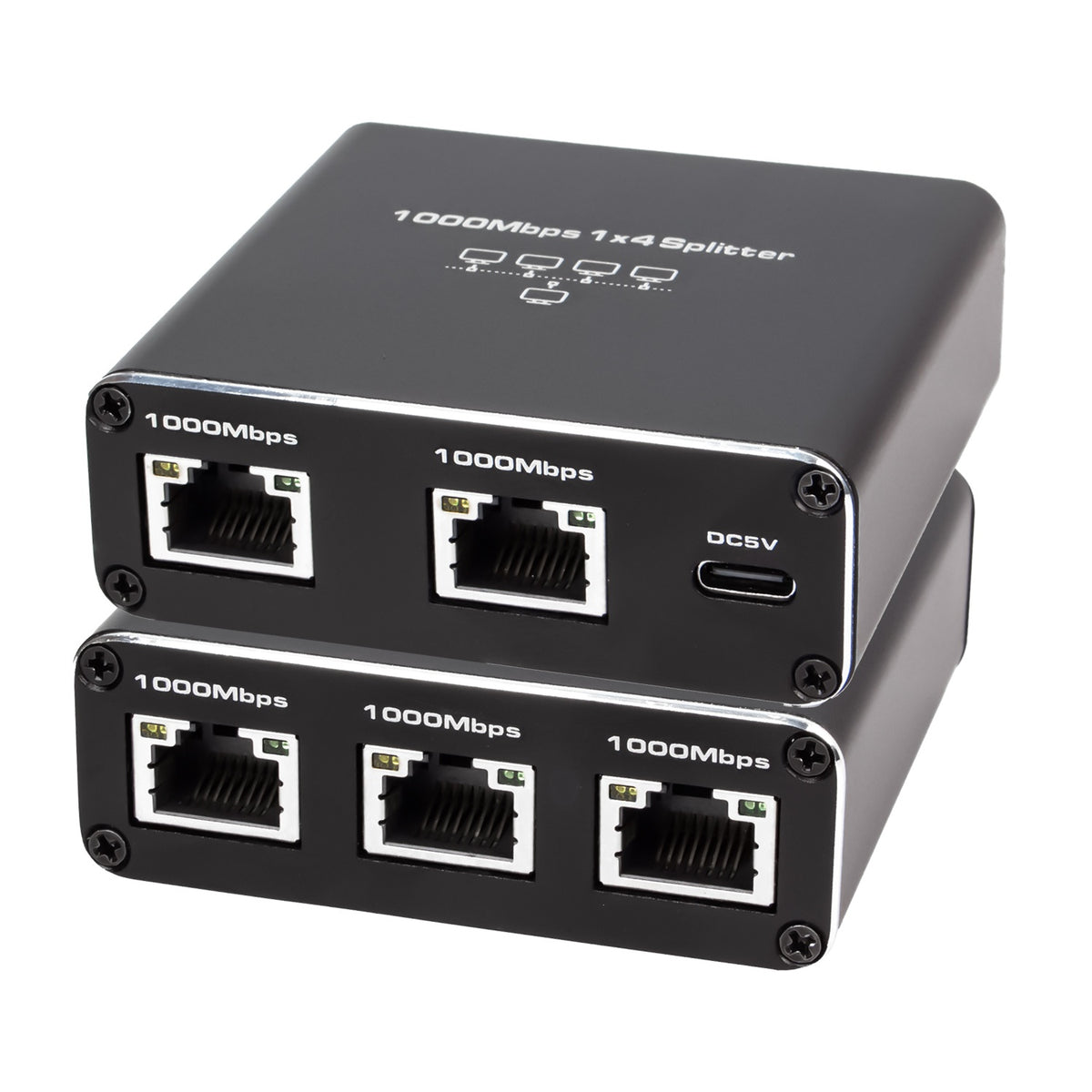 NÖRDIC LAN-splitter 1 til 4 1000 Mbps Gigabit Ethernet til computer, laptop, switch, hub, router, digital-TV