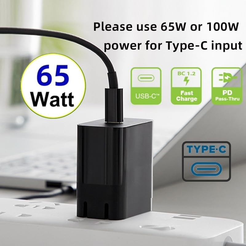 NÖRDIC Laptop-opladerkabel USB-C til DC 5,5x2,5 mm 65W PD 1,5 m