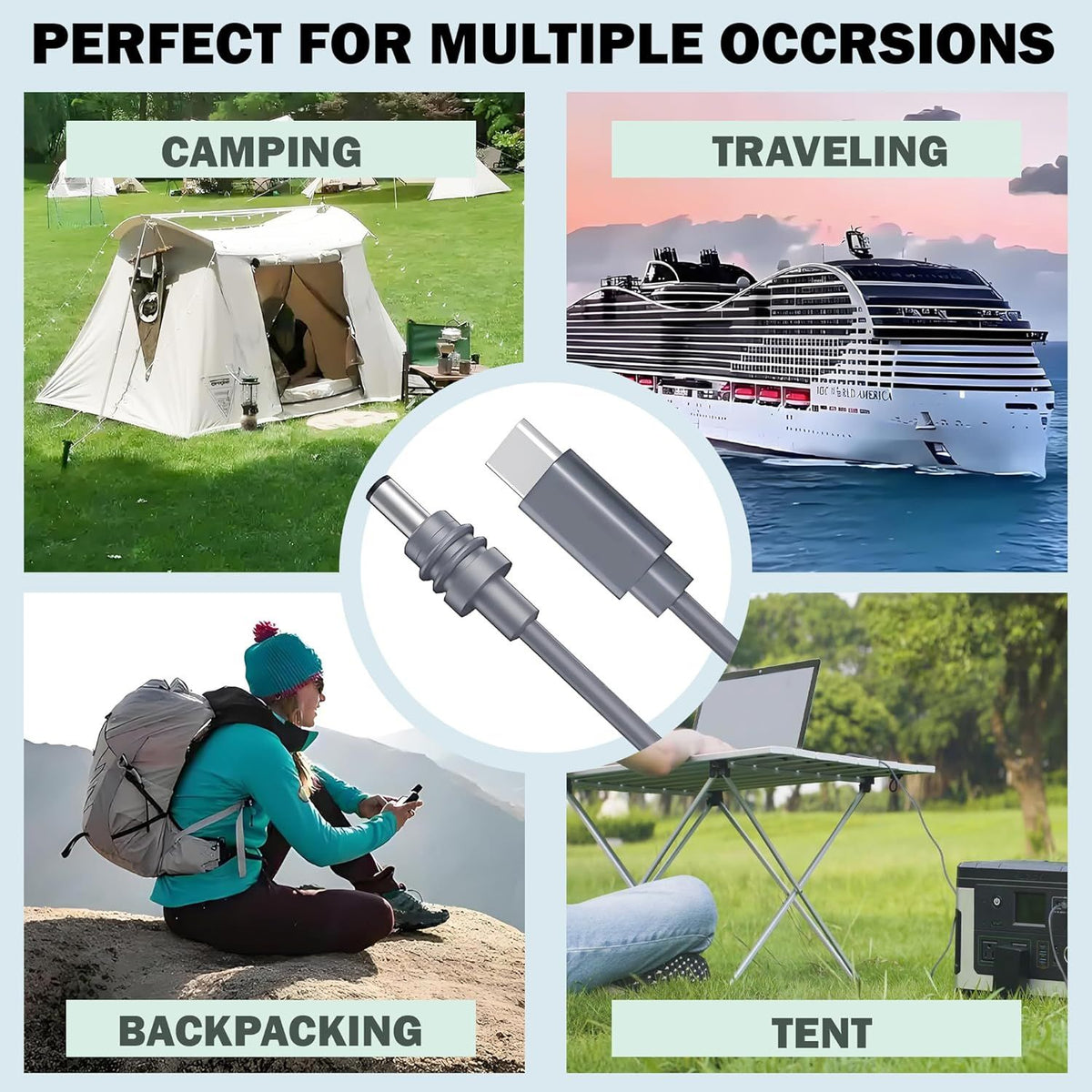 Starlink 2m Mini-kabel USB-C til DC Vandtæt 100W Indgang Udendørs Camping Rejse Arbejde
