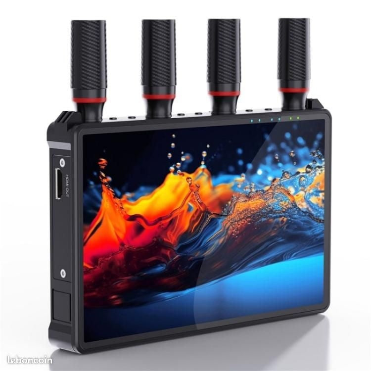 NÖRDIC Trådløs Bærbar 7" skærm, video sender og modtager, 2.4G/5.0G, 4k HDMI INPUT / 1080p OUTPUT, 400m