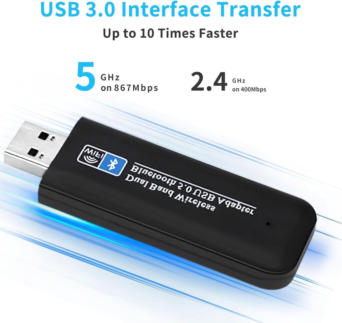 NÖRDIC WIFI6 Bluetooth 5.0 trådløs USB 3.0 adapter Dual Band 2.4/5.8GHz 1300Mbps