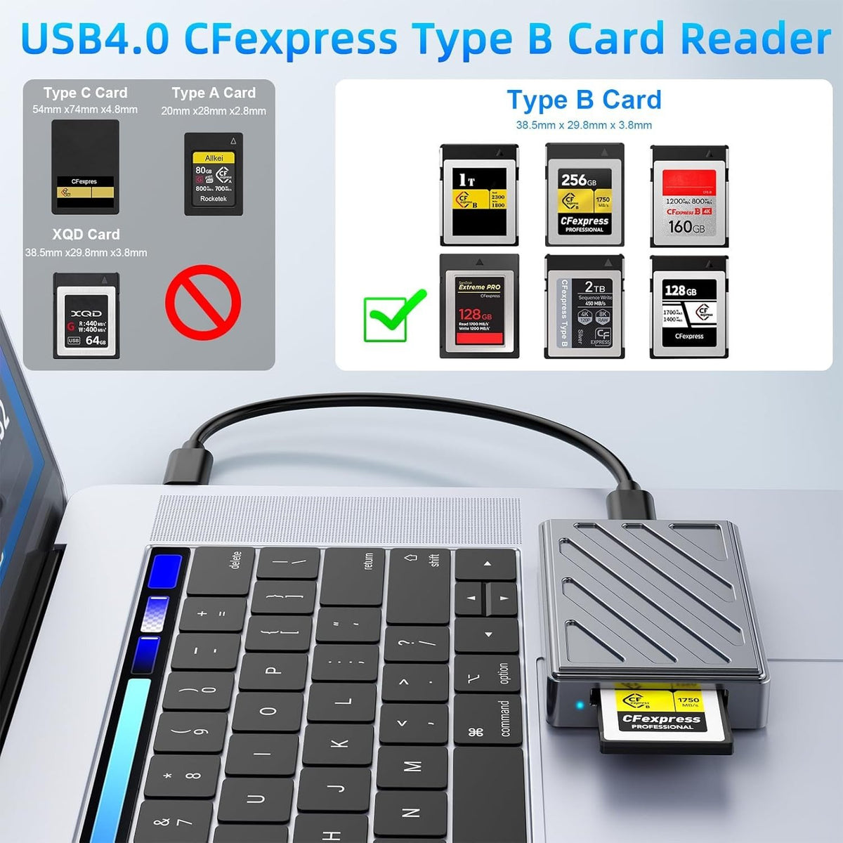 NÖRDIC USB-C, USB4.0 Kortlæser CFexpress Type B