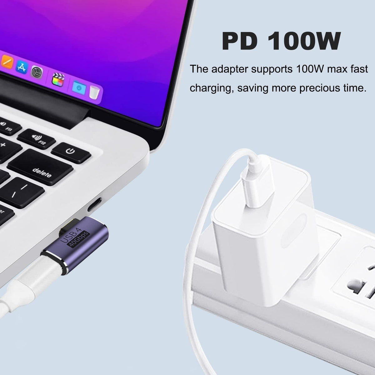 NÖRDIC USB4 vinklet adapter han til hun 40G 8K30Hz PD100W