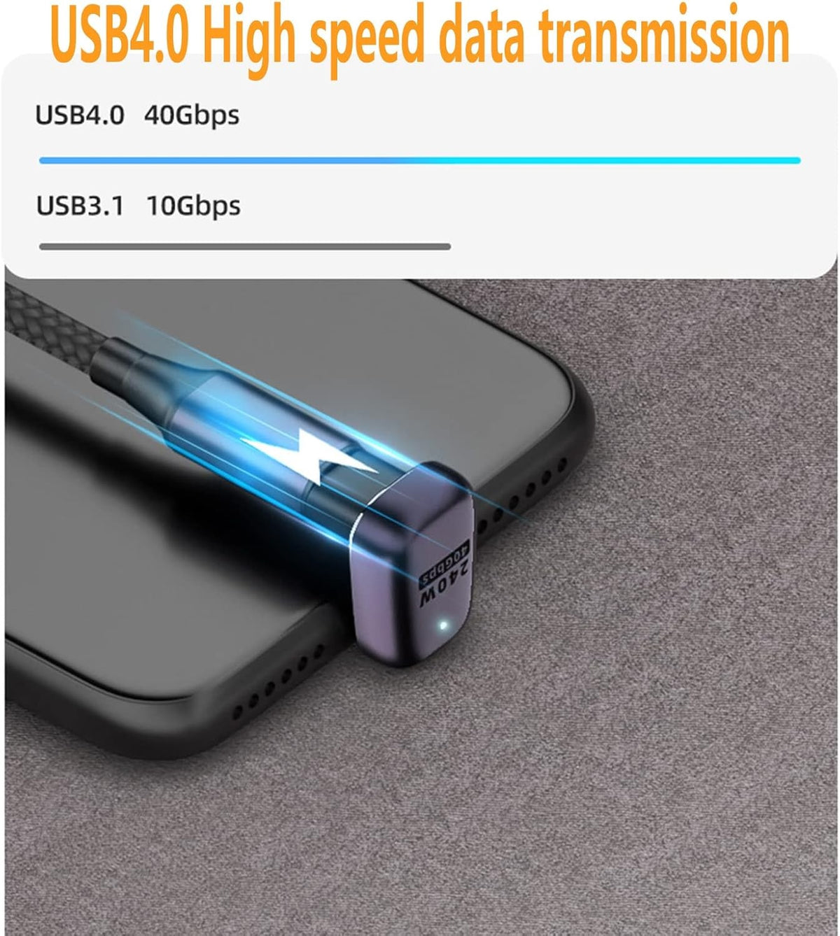 NÖRDIC USB4 vinklet adapter han til hun 40G 8K60Hz PD100W