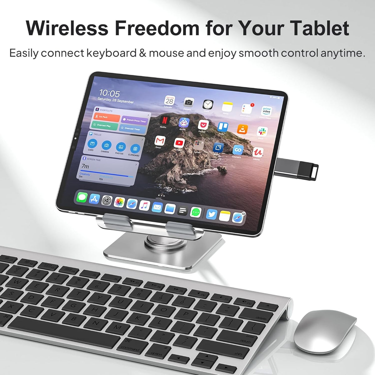 NÖRDIC USB-A 3.1 OTG hun til USB C hanadapter datasynkronisering og opladning Aluminium Space Grey
