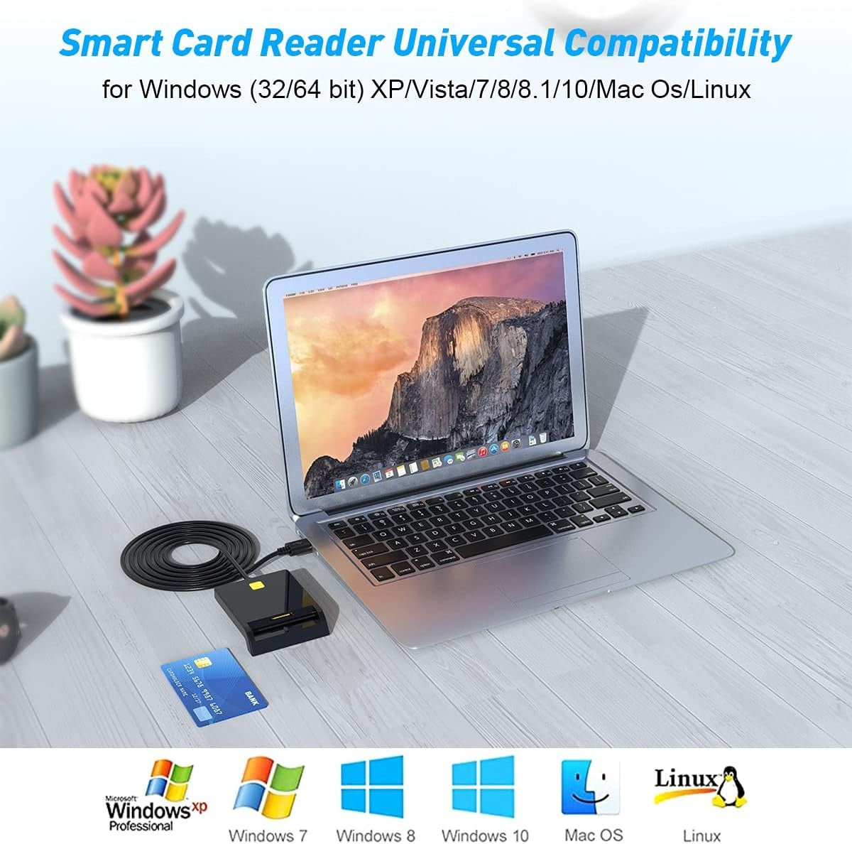 NÖRDIC USB-A Smart- og SIM-kortlæser ISO7816 ID-kort EMV Kreditkort