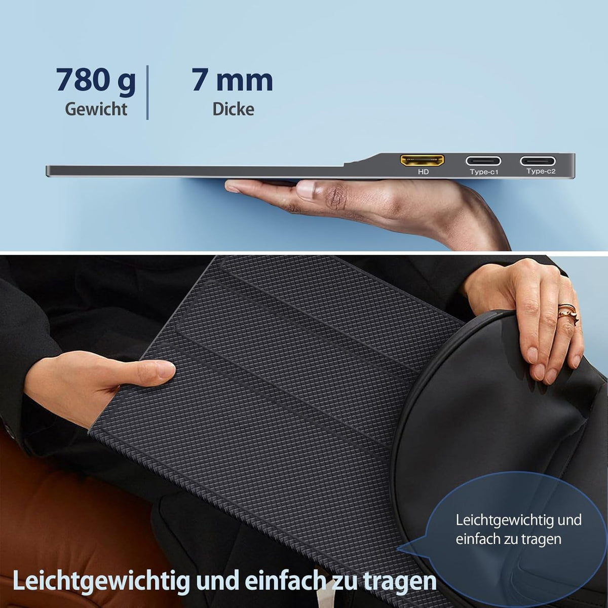 NÖRDIC USB-C & HDMI bærbar LCD-skærm 15,6" 1920x1080p 60Hz