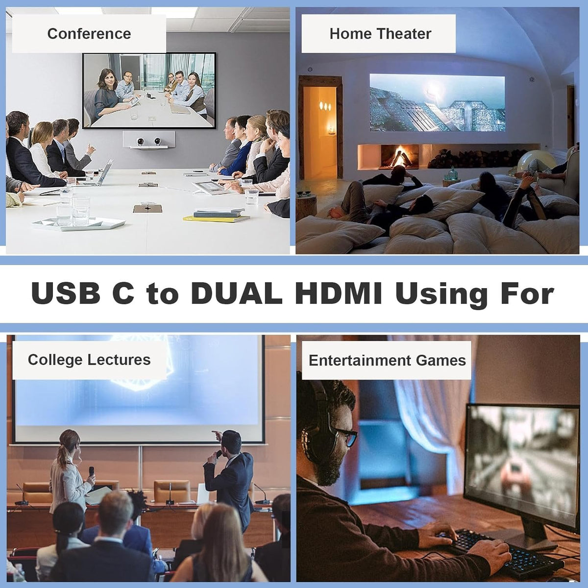 NÖRDIC USB-C-adapter til to HDMI-skærme, 4K 60Hz, Windows, MacOS, Android