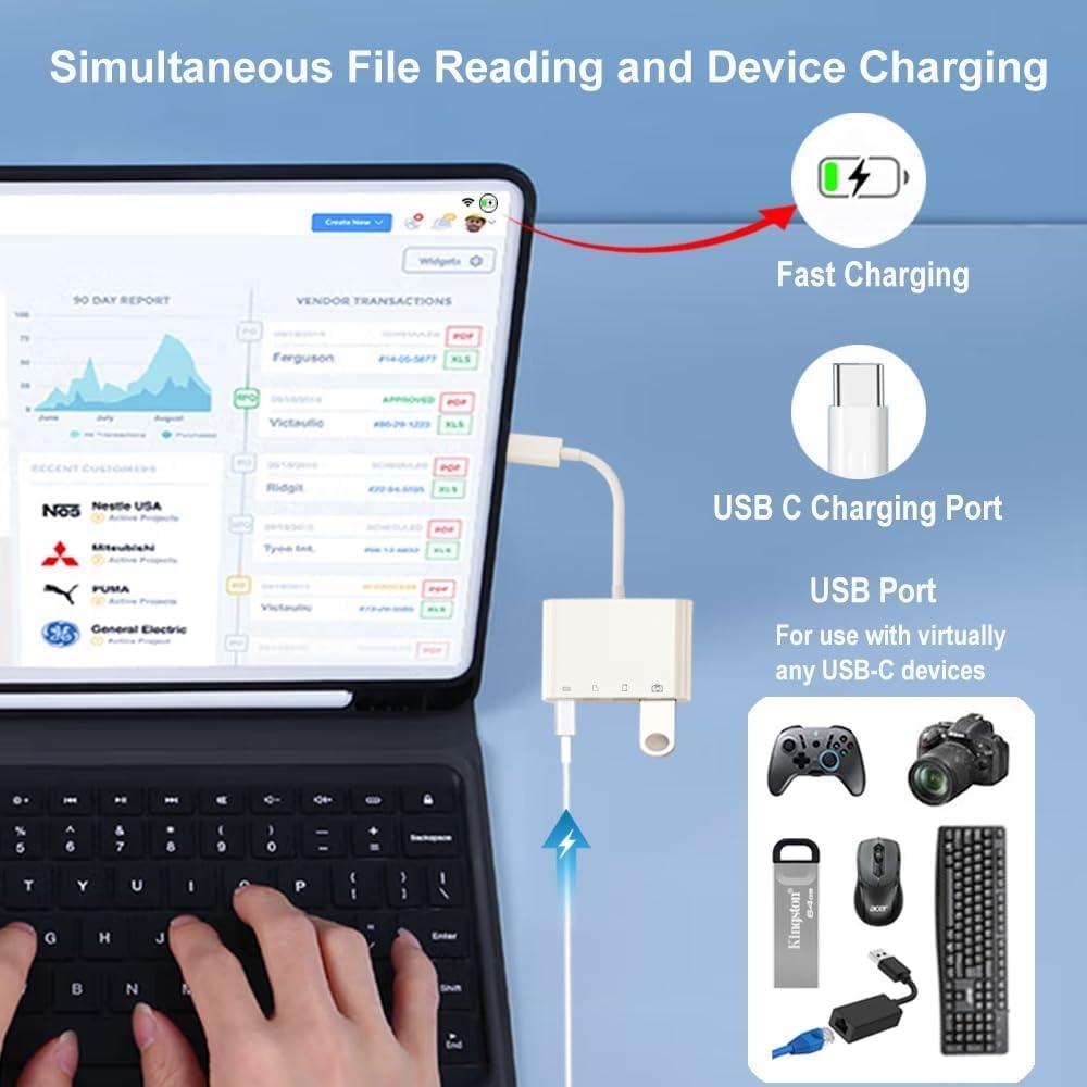 NÖRDIC USB-C kortlæser 2 slot SD, MicroSD 1xUSB-A 1xUSB-C UHS-I
