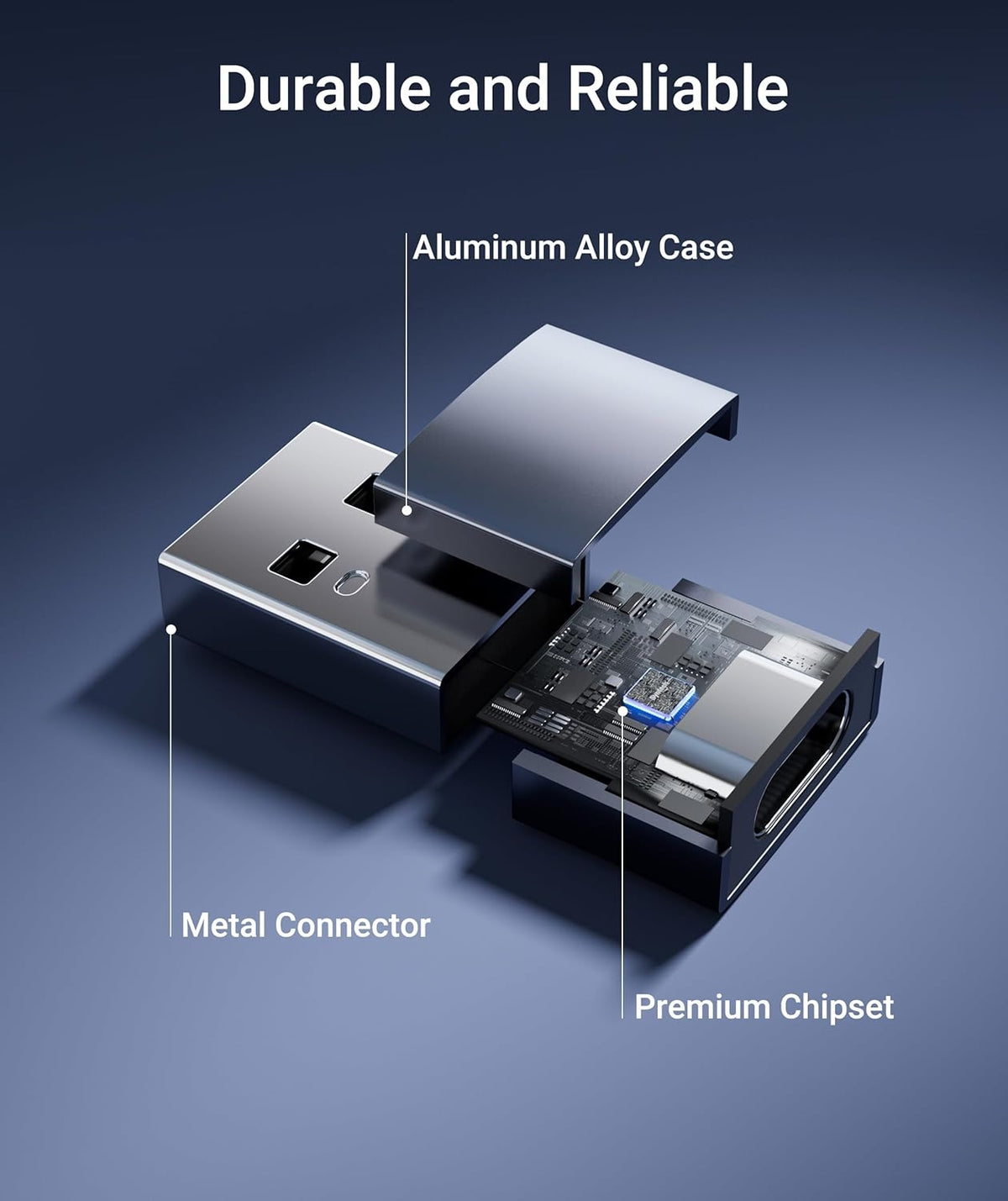 NÖRDIC USB C til OTG USB En mini adapter metal sort