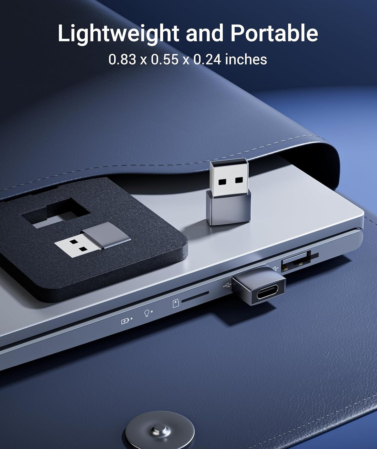 NÖRDIC USB C til OTG USB En mini adapter metal sort