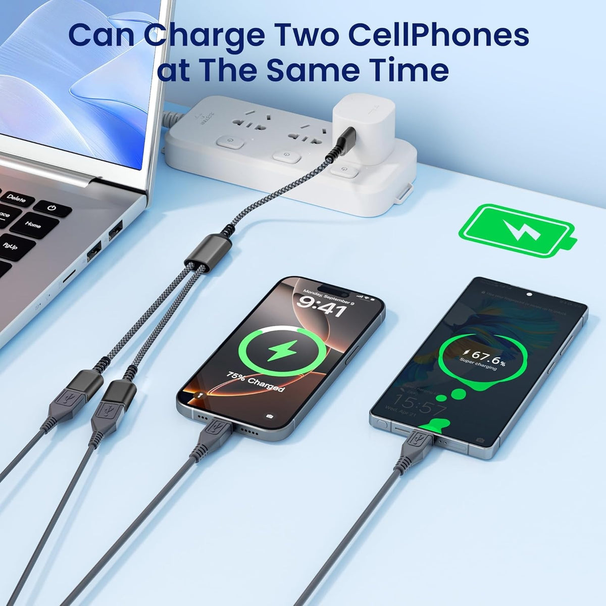 NÖRDIC USB Splitter USB-A til 2xUSB-C