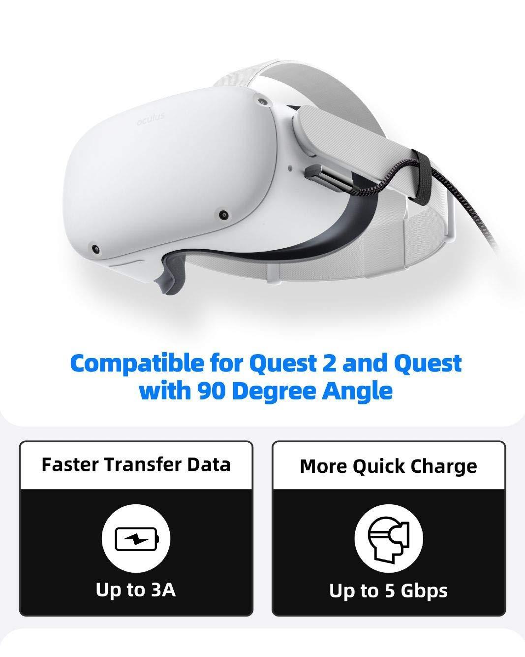NÖRDIC VR Link-kabel 3m USB3.2 Gen1 USB-C til C 5Gbps 3A hurtigopladning Oculus Quest 2 Super Speed USB Link-kabel