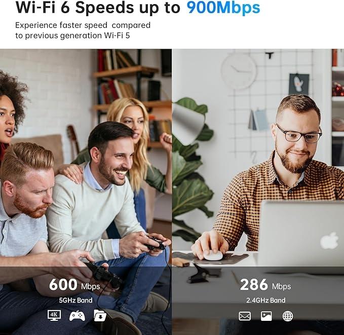NÖRDIC WIFI6 Bluetooth 5.3 trådløs adapter Dual band 2.4/5.8GHz