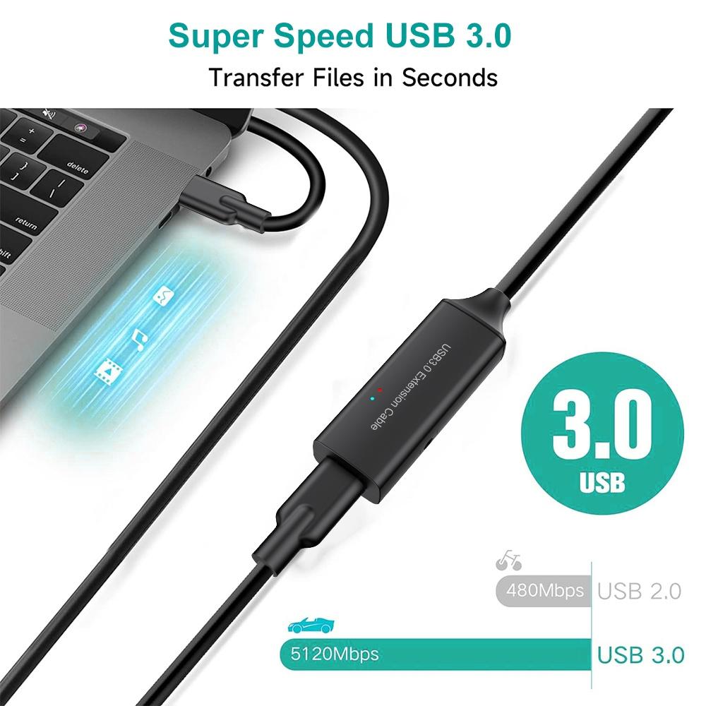 NÖRDIC aktiv 5m USB-C 3.0 SuperSpeed 5Gbps forlængerkabel han til hun