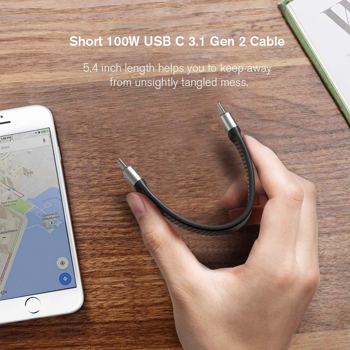 NÖRDIC flad adapter USB3.2 Gen2 USB-C til C 10Gbps 5A 100W