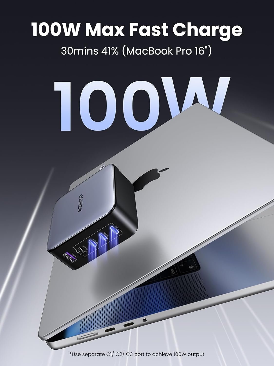 UGREEN Nexode 100W USB C Oplader 5-Port GaN Oplader