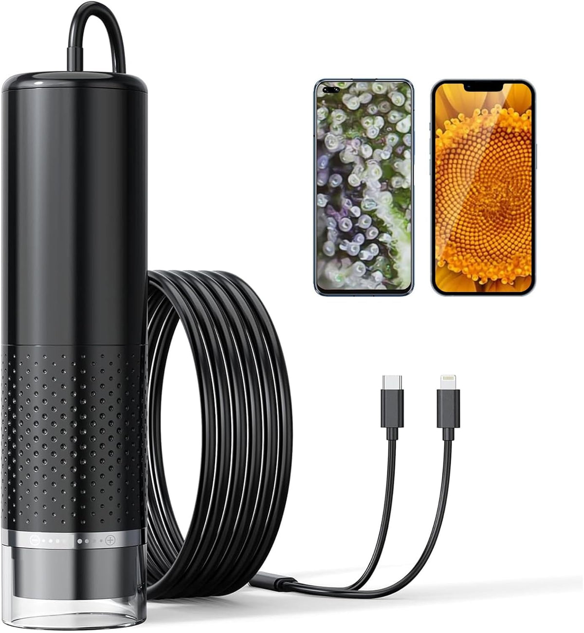 USB Microscope 1080P HD for iPhone Android, 10 to 200X Digital with 8 LED Compatible with iOS, Android, Tablet
