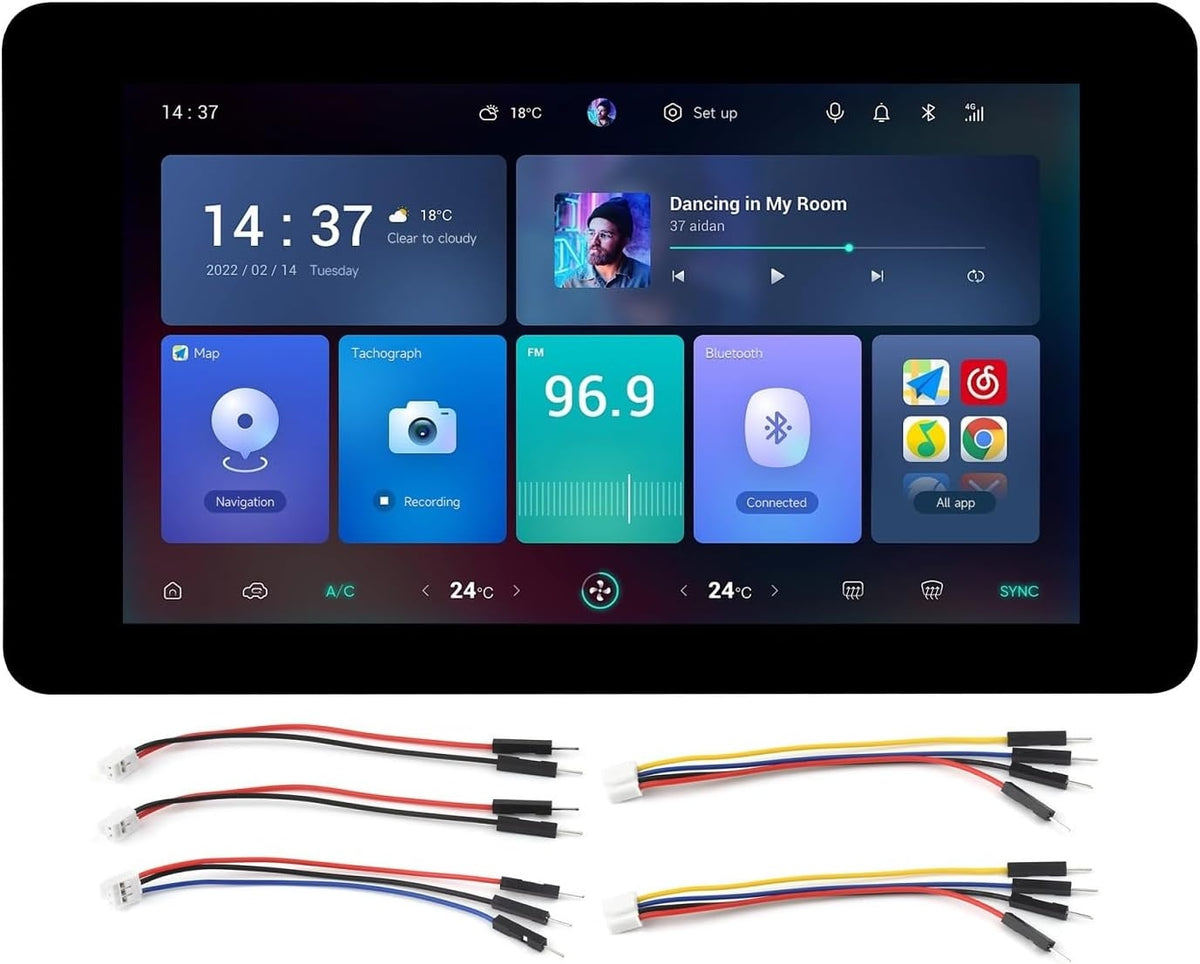 Waveshare 7" ESP32-S3 Touch Display Udviklingskort, 800 x 480, 65k RGB, 5-punkts touch, Understøtter WiFi og Bluetooth